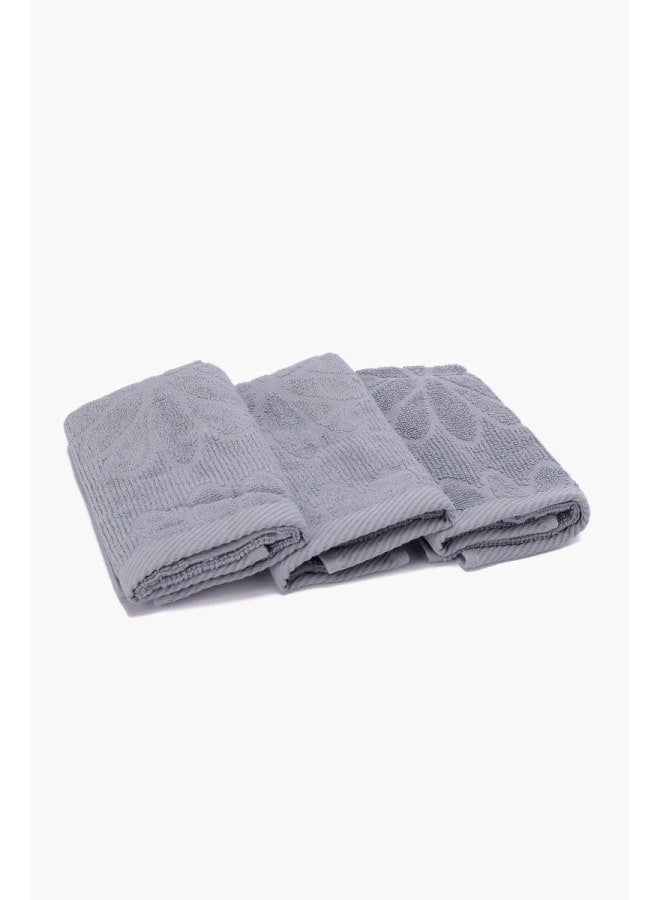 Carina Flower Ribbed Towel Set - 3 Pcs - Image 2