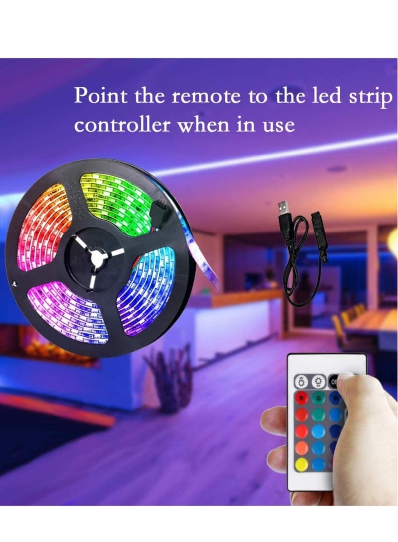 HuHa LED Light Strip 2M USB RGB Waterproof Decoration Lighting with Remote Control for Bedroom Kitchen Hotel Home TV Back (Color Changing) - Image 2