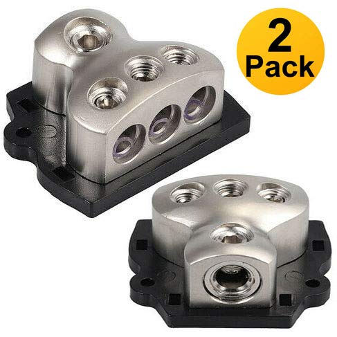 VonSom 3 Way Power Distribution Block, 1x 0 Gauge in / 3X 4 Gauge Out Amp Power Distribution Ground Distributor Connecting Block for Car Amplifier Audio Splitter 2 Pack - Image 2