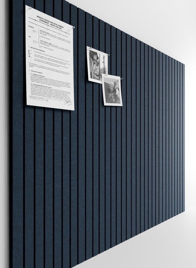 Bumusty Large Cork Board 48"x36" Alternative - 12 Pack Felt Wall Tiles with 70 Safe Removable Adhesive Tabs, 30 Pushpins, Cork Boards for Walls Pin Board Bulletin Board Office Decor -Navy Blue - Image 1