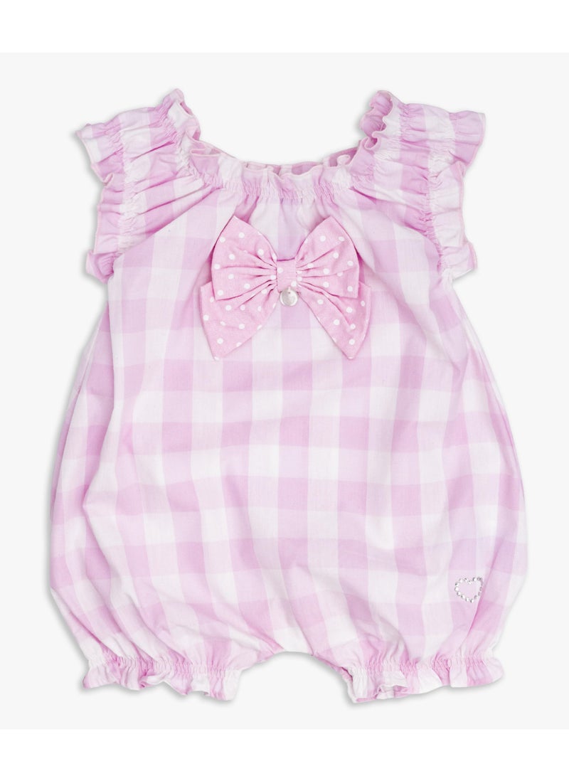 MOON 100% Cotton  Romper 0-3M Pink - Pink Gingham - Image 1