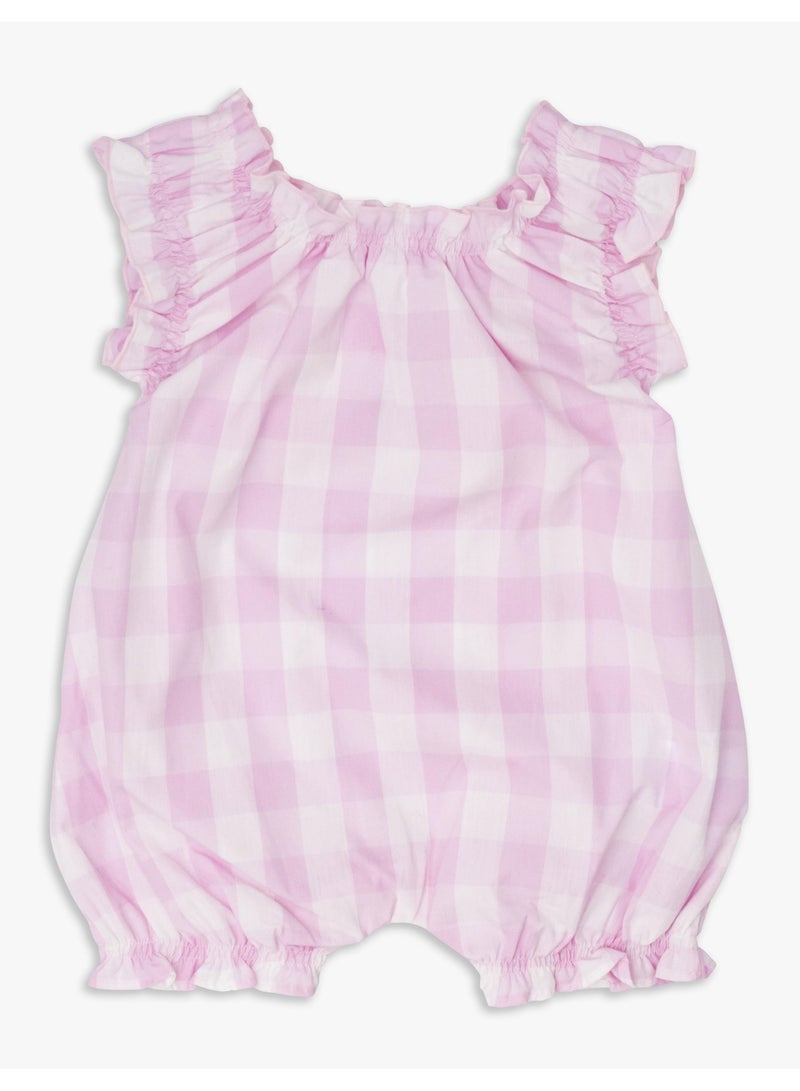 MOON 100% Cotton  Romper 0-3M Pink - Pink Gingham - Image 2