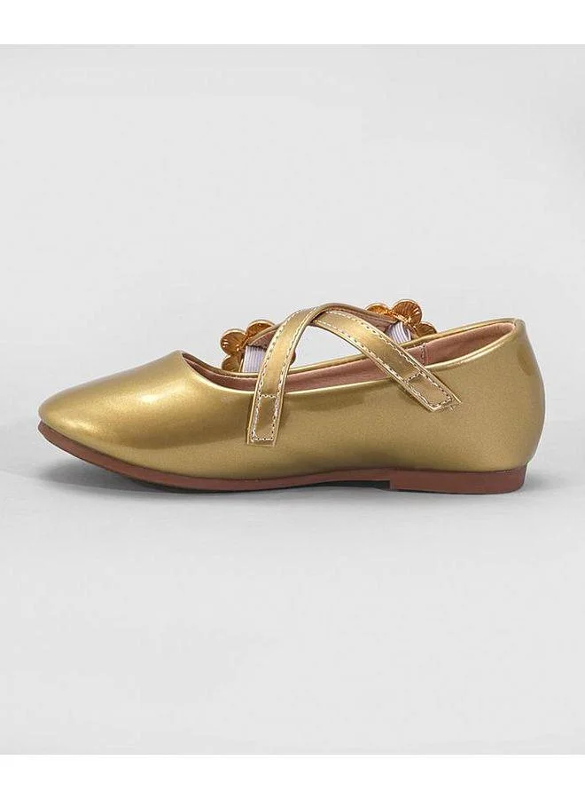 Mark & Mia Mark & Mia Floral Theme Buckle Closure Ballerinas - Golden