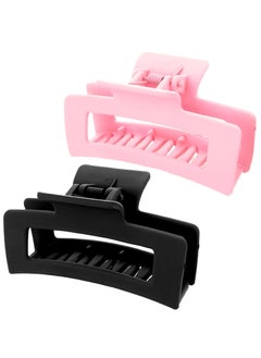 WLLHYF WLLHYF 2 Pieces Square Claw Clips 35 Inch Matte Nonslip Hair Clamps Medium Hair Claw Clips Fashion Strong Hold Banana Clips Thick Thin Hair Styling Accessories for Women Girls 