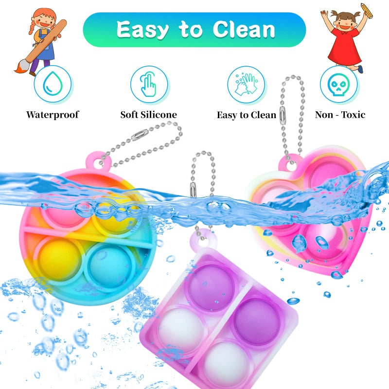 ONKULL Pop Fidget Keychain 30 Pack ,Mini Fidget Toys Bulk ,Sensory Toys for Kids ,Party Favors for Kids 4-8,8-12 Year ,Back to School Gifts for Classroom ,Easter Goodie Bags Stuffers - Image 3