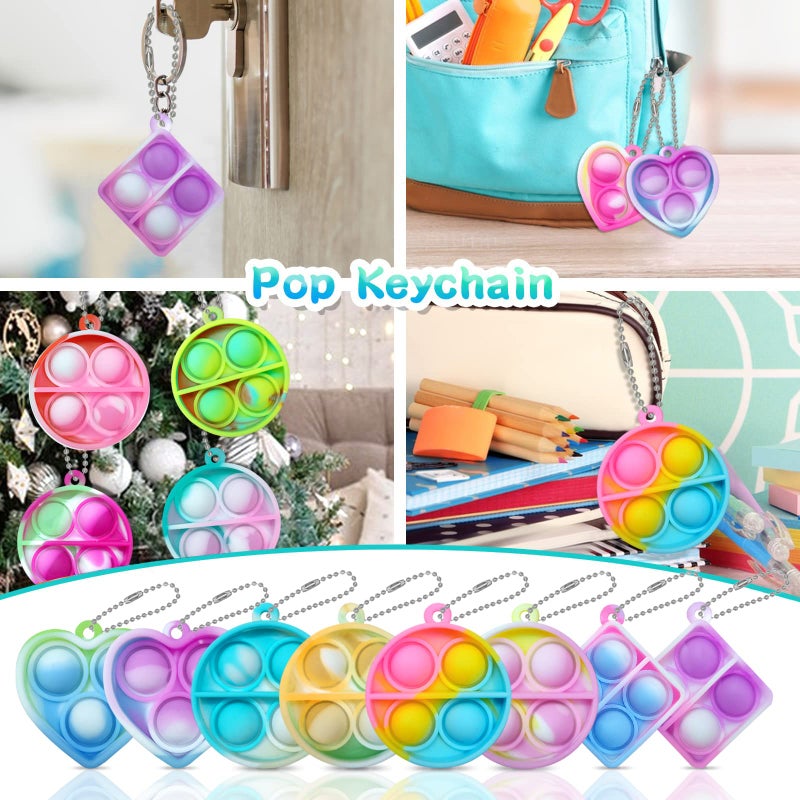 ONKULL Pop Fidget Keychain 30 Pack ,Mini Fidget Toys Bulk ,Sensory Toys for Kids ,Party Favors for Kids 4-8,8-12 Year ,Back to School Gifts for Classroom ,Easter Goodie Bags Stuffers - Image 5
