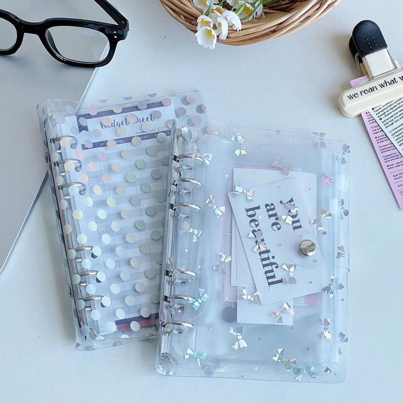 Multifunctional A6 Ring Binder With Single Double Buttons Sticker Book Pocket Book Stamp Album Storage Style C Bow - Image 1
