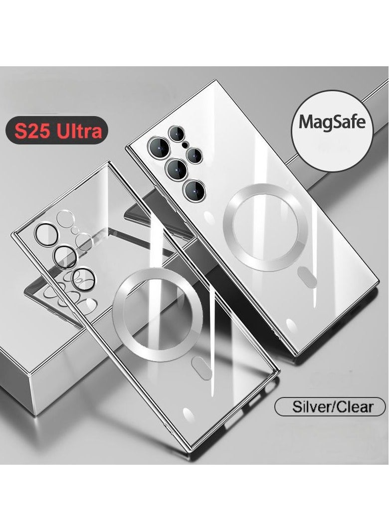 Generic - Samsung Galaxy S25 Ultra Magsafe Case Clear【N52 Stronger Magnets】【Shockproof  Protection】Anti-Yellow&Anti-Scratch, Ultra Slim, Magnetic Magsafe Cover for Samsung Galaxy S25 Ultra, Silver/Clear - Image 1