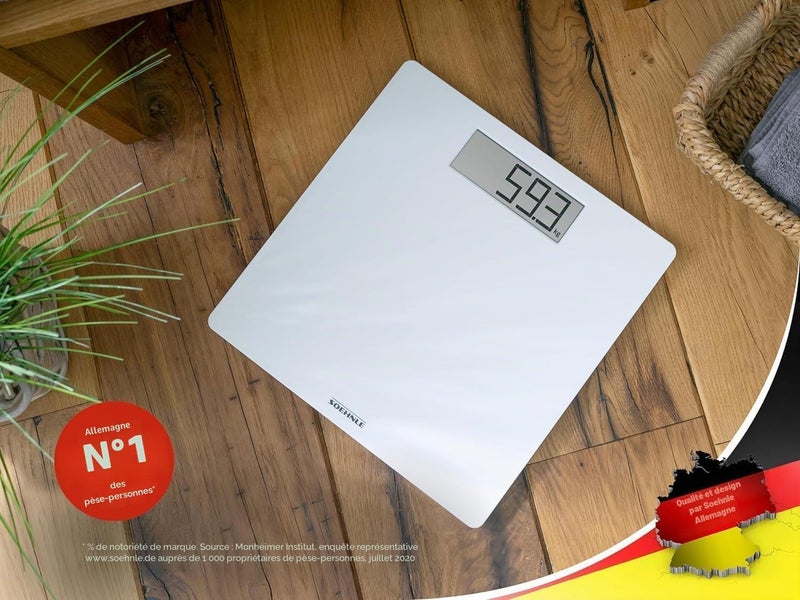 Soehnle Style Sense Safe 100 Person Digital Scales with Extra Large LCD Display, Scales with Non-Slip Feet, Flat Bathroom Scales, White - Image 2