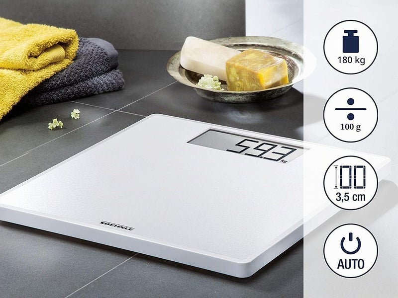 Soehnle Style Sense Safe 100 Person Digital Scales with Extra Large LCD Display, Scales with Non-Slip Feet, Flat Bathroom Scales, White - Image 3