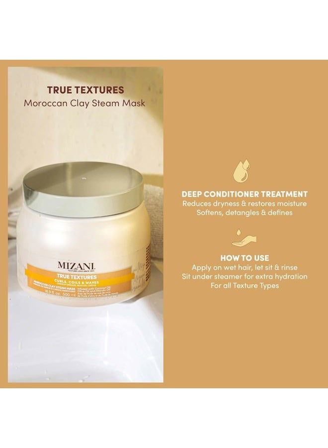 Mizani قناع بخار الطين المغربي من True Textures - يرطب ويغذي بعمق بزيت جوز الهند، للشعر المجعد - Image 3