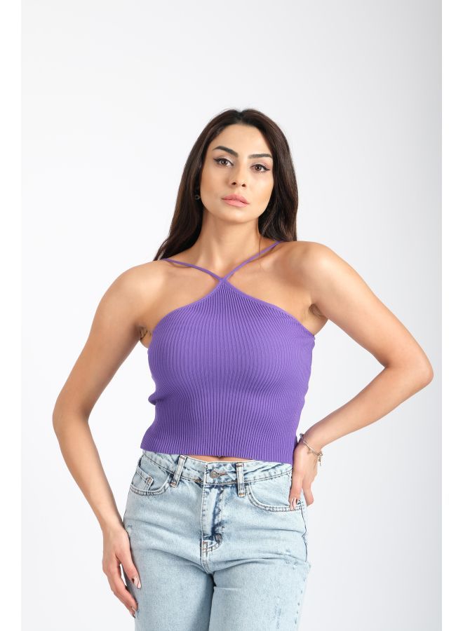 لندونيلا بلوزة قصيرة مع نمط الرسن للرقبة - Free Size - 100125 - Image 1