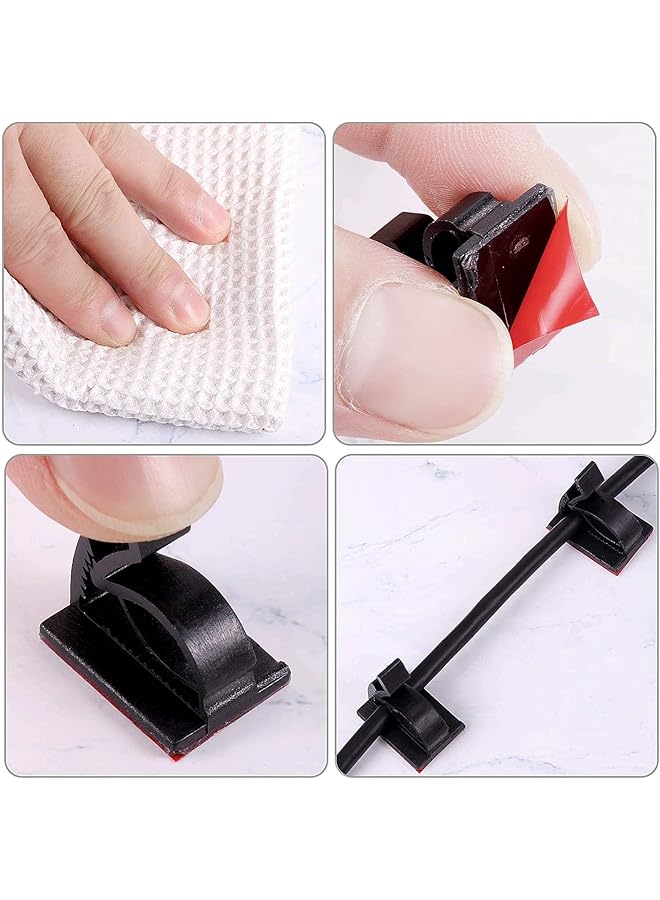 إيروريكس مشابك كابلات خارجية ومشابك إدارة الكابلات اللاصقة ومشابك الأسلاك اللاصقة وحامل الأسلاك وخطافات الكابلات ومنظماتها لزينة المنزل وأضواء الجنية المعلقة في عيد الميلاد، 120 قطعة، أسود متوسط - Image 5