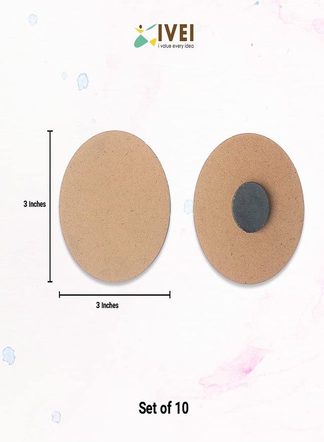 IVEI DIY MDF Wood Sheet Craft Magnet - Plain MDF Fridge Magnet Blanks Cutouts Set for Painting Wooden Sheet Craft, Decoupage, Resin Art Work & Decoration (Round Set of 10) - Image 4