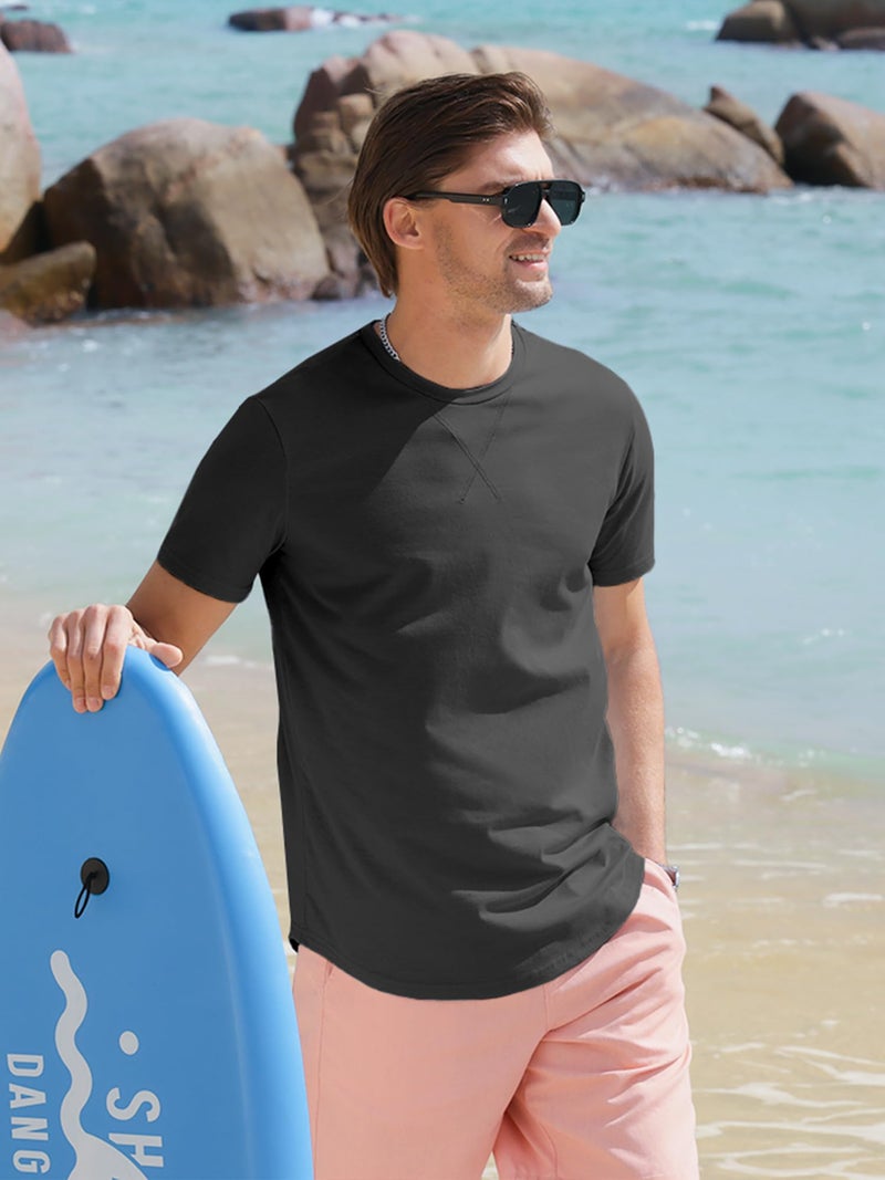 Comdecevis Mens 2 Pack Cotton T Shirts Crewneck Hipster Hip Hop Longline Gym Workout Athletic Shirts, XXL, Black/White - Image 2