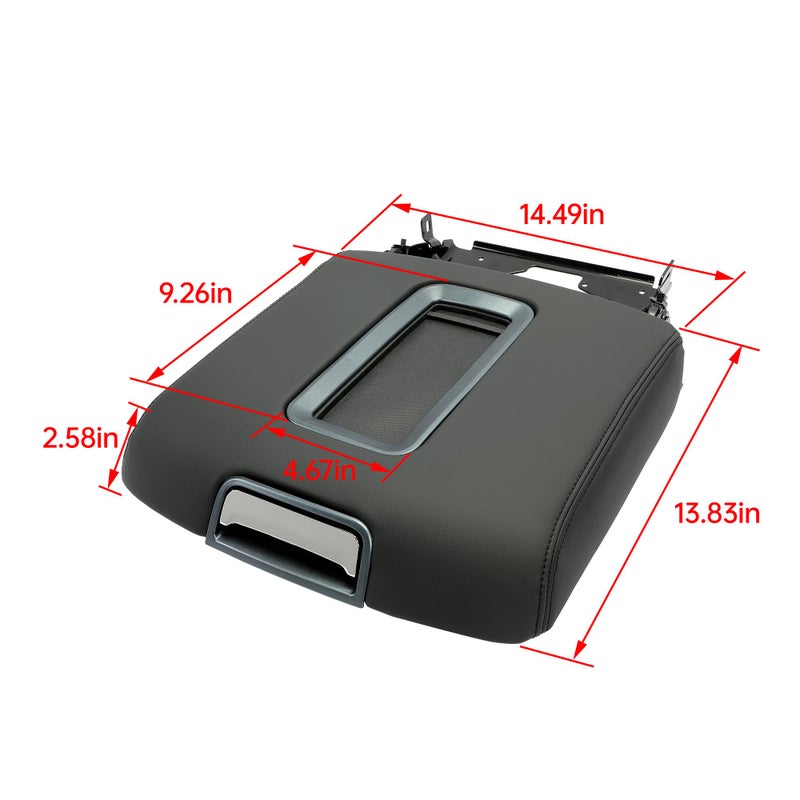 ECOTRIC Center Console Armrest Lid Compatible with 2014-2018 Chevrolet Silverado/GMC Sierra, 2015-2020 Tahoe Yukon Suburban Replace for 0227083AA L0227083AA w/Steel Bracket Black Artificial Leather - Image 5