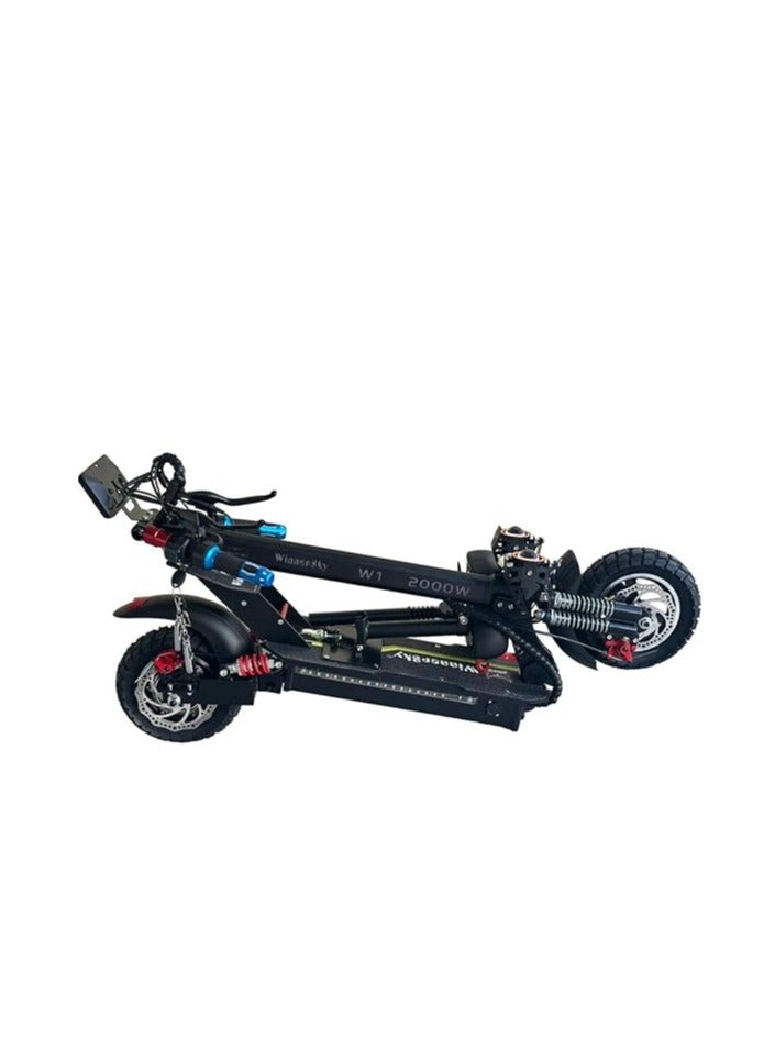 وينر سكاي سكوتر كهربائي W1 الفائز Sky 48v 13Ah Kick Scooter 2024، محرك 2000 واط، بطارية 48V 13A، مسافة 25 إلى 30 كم كاملة قابلة للطي، مكبر صوت بلوتوث، مقعد قابل للإزالة والطي، أسود - Image 2