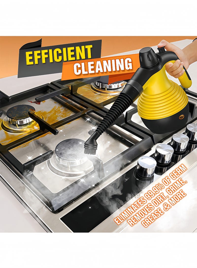 Peachjoy منظف بخاري محمول مضغوط مع 9 قطع ملحقات، بخار متعدد الأسطح للتنظيف مع قفل أمان، خزان مياه كبير سعة 12.8 أونصة لتنظيف الأقمشة والجرانيت للمنزل، السيارة، الأرضيات - Image 3