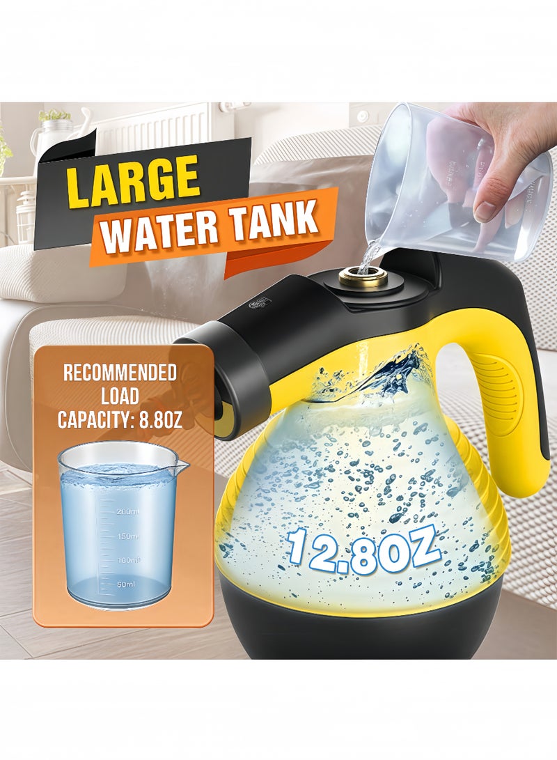 Peachjoy منظف بخاري محمول مضغوط مع 9 قطع ملحقات، بخار متعدد الأسطح للتنظيف مع قفل أمان، خزان مياه كبير سعة 12.8 أونصة لتنظيف الأقمشة والجرانيت للمنزل، السيارة، الأرضيات - Image 5