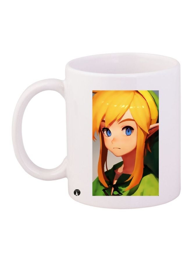 RYN Cartoon Printed Coffee Mug White/Yellow/Green 11ounce