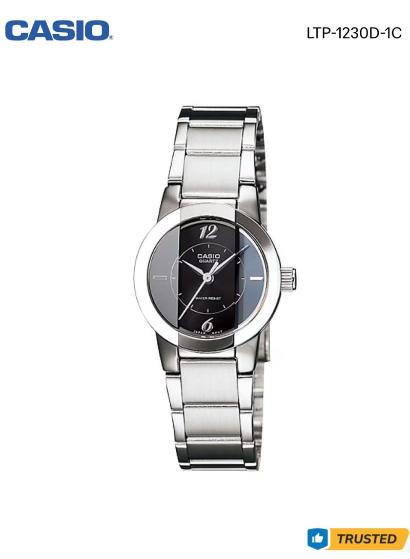 Casio LTP-1230D-1C Analog Watch Stainless Steel Band Black Dial