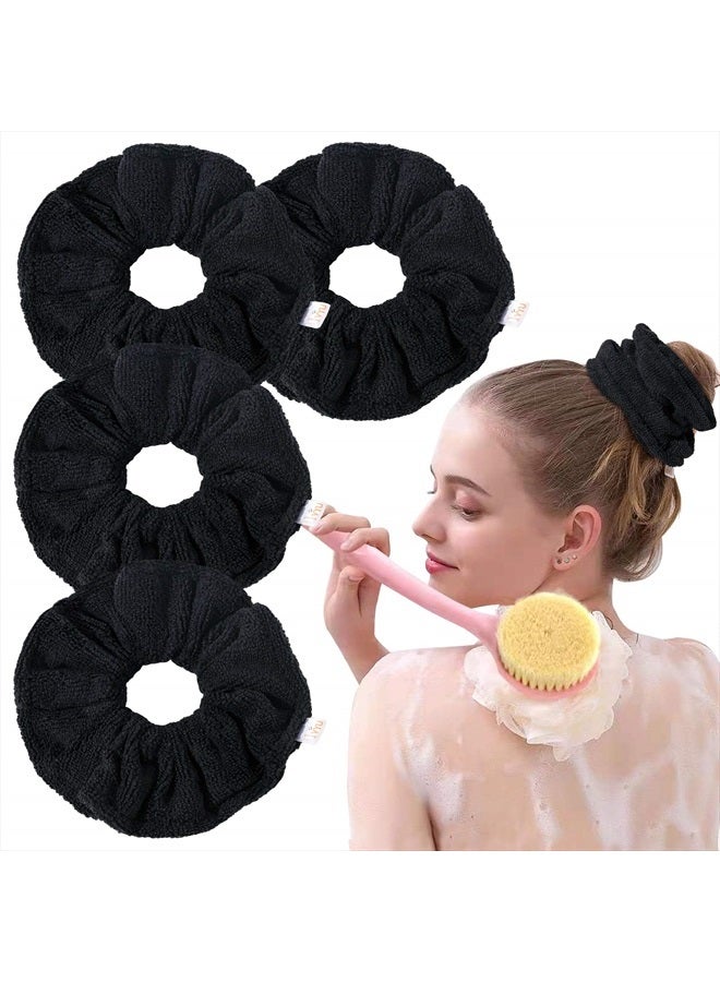 Ivyu Microfiber Hair Drying Scrunchies Towel Fiber - Buns Large Big Jumbo Black Scrunchie for Curl Hair for Shower Warp Wet Hair Anti Frizz Hair Products Absorbent Fast Sleep Scrunchy For Women Girls - Image 1