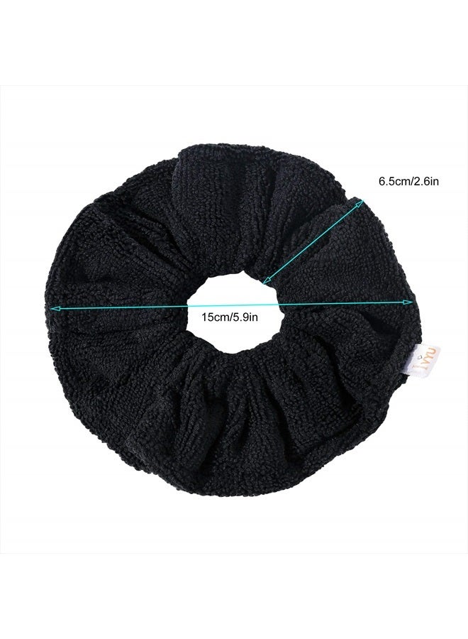 Ivyu Microfiber Hair Drying Scrunchies Towel Fiber - Buns Large Big Jumbo Black Scrunchie for Curl Hair for Shower Warp Wet Hair Anti Frizz Hair Products Absorbent Fast Sleep Scrunchy For Women Girls - Image 4