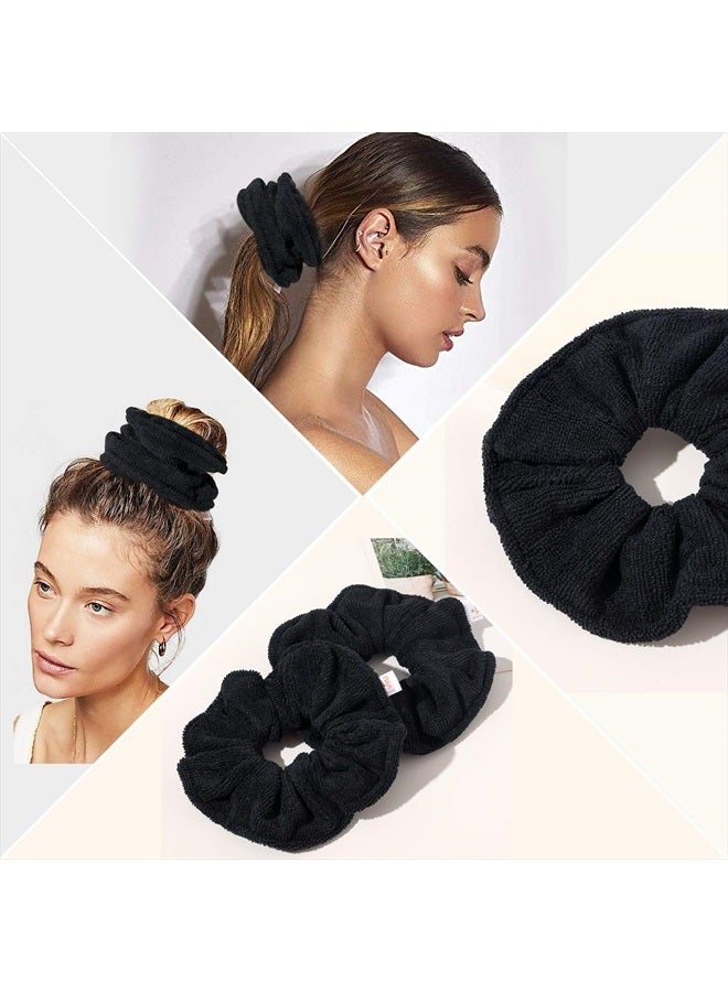 Ivyu Microfiber Hair Drying Scrunchies Towel Fiber - Buns Large Big Jumbo Black Scrunchie for Curl Hair for Shower Warp Wet Hair Anti Frizz Hair Products Absorbent Fast Sleep Scrunchy For Women Girls - Image 3
