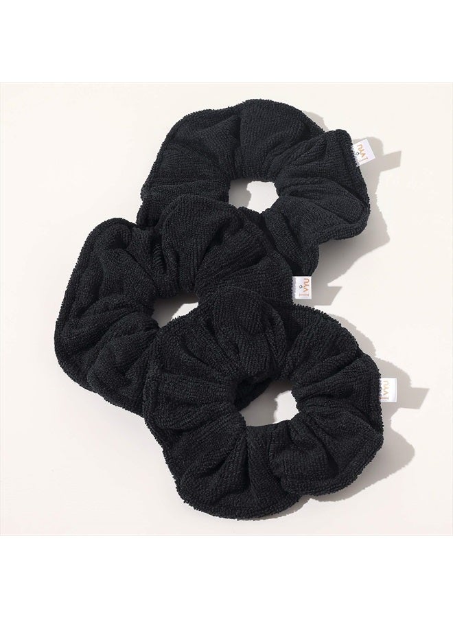 Ivyu Microfiber Hair Drying Scrunchies Towel Fiber - Buns Large Big Jumbo Black Scrunchie for Curl Hair for Shower Warp Wet Hair Anti Frizz Hair Products Absorbent Fast Sleep Scrunchy For Women Girls - Image 5