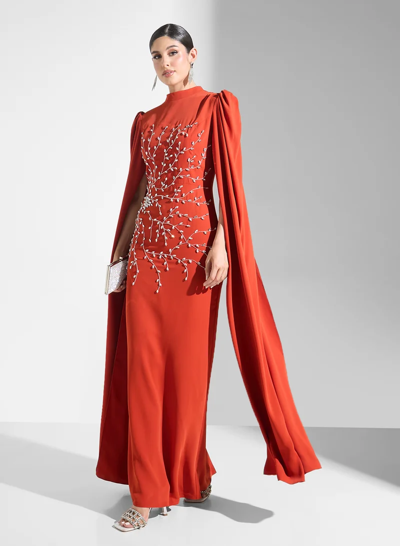 اكاديا فاشن Embroidered Sleeve Dress