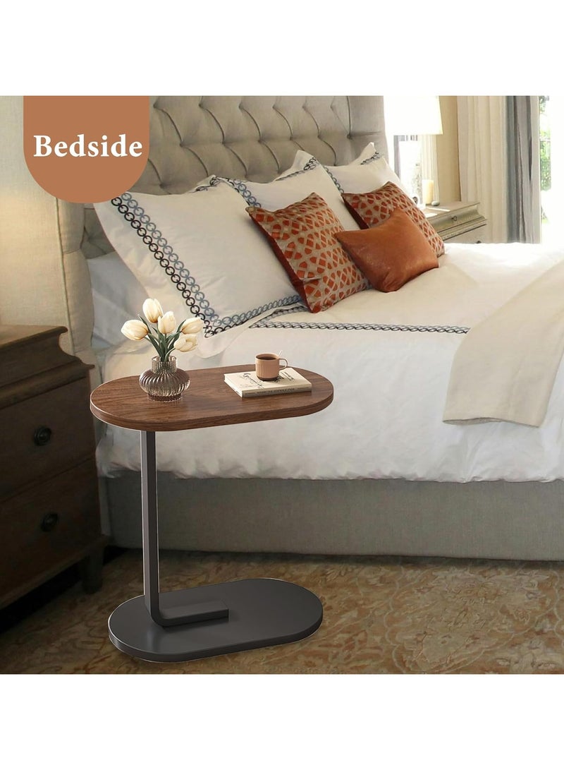 رومان جيفتس طاولة جانبية صغيرة على شكل حرف C مع إطار معدني، طاولات جانبية رفيعة للمساحات الصغيرة، طاولة جانبية لسرير الأريكة، طاولة صينية تلفزيون صغيرة لغرفة المعيشة وغرفة النوم - Image 3