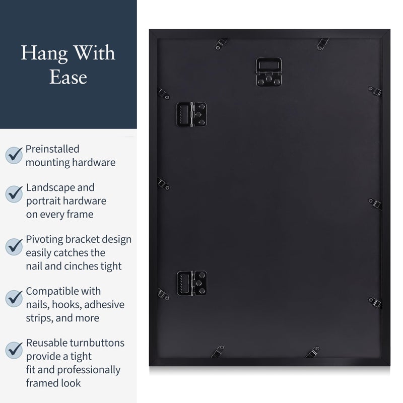 Airy Abode Premium Black Wood Picture Frame 11x16 Matted to 8x12 - Pick Your Size and Color - Image 5