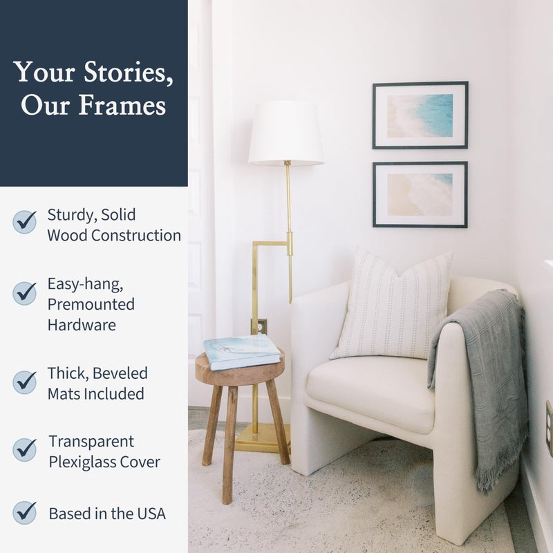 Airy Abode Premium Black Wood Picture Frame 11x16 Matted to 8x12 - Pick Your Size and Color - Image 2