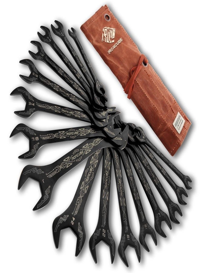 ironcube Super Thin Wrench Set For Bike: 16-Piece SAE & Metric - Stainless Steel - Rust Resistant - For Tight Spaces. - Image 1