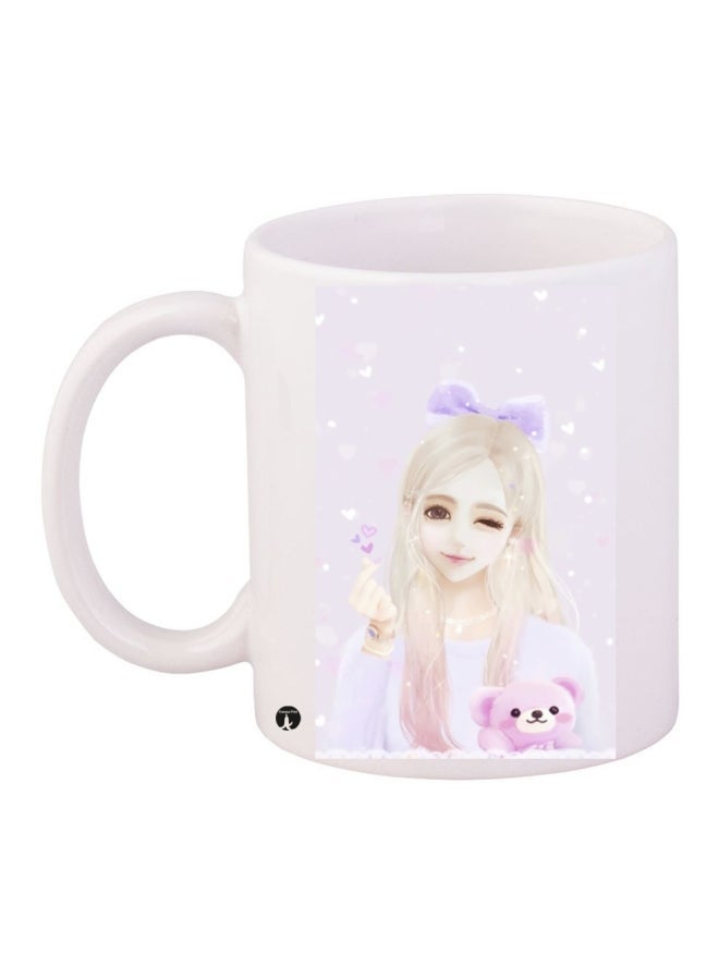 RYN Printed Ceramic Coffee Mug White/Pink/Purple