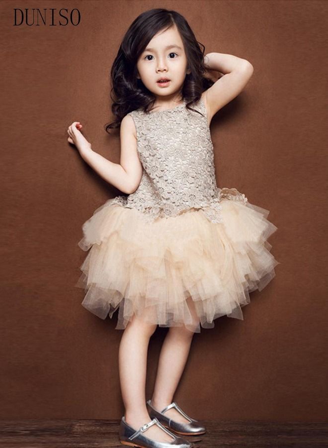 DUNISO Girls Dress Kids Sleeveless Lace Party Dresses With Tutu Skirt Toddler Princess Birthday Party Wedding Dresses - Image 5