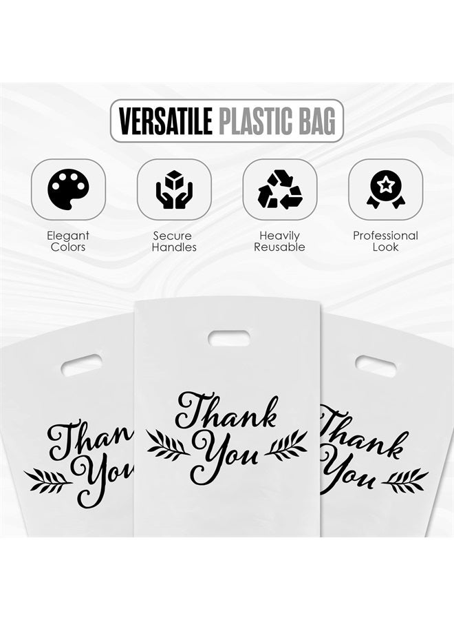 Houseables Thank You Merchandise Bags, Retail Shopping Goodie Bag, 16" x 18", 100 Pk, 1.75 Mil Thick, Black, White, Die Cut Handles, Tear-Resistant, 100% Recyclable, Plastic, Low Density, Glossy  - Image 4