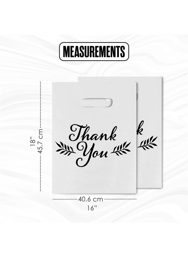 Houseables Thank You Merchandise Bags, Retail Shopping Goodie Bag, 16" x 18", 100 Pk, 1.75 Mil Thick, Black, White, Die Cut Handles, Tear-Resistant, 100% Recyclable, Plastic, Low Density, Glossy  - Image 2