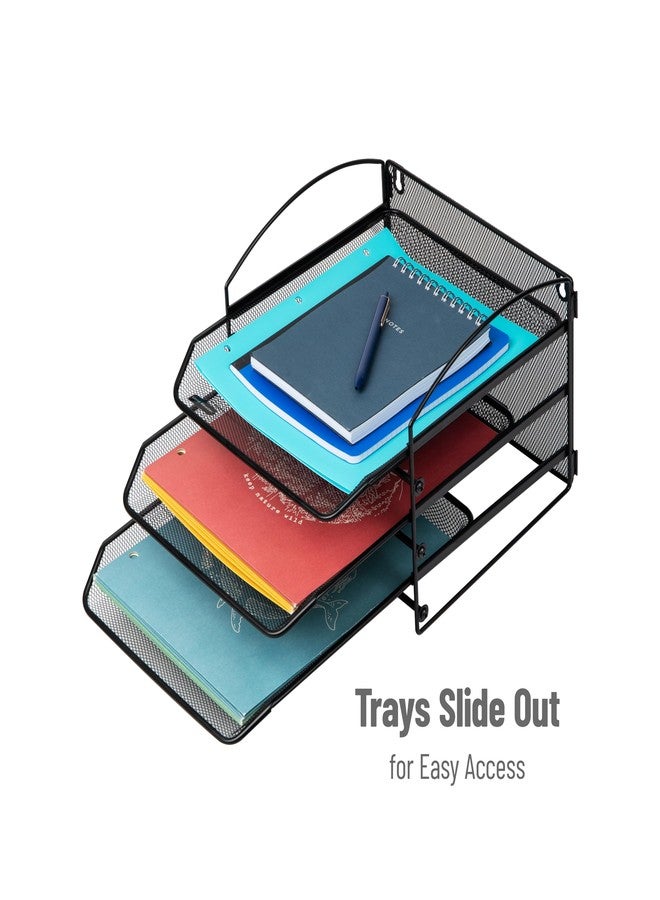 مايند ريدر صينية ورقية ثلاثية الطبقات من مايند ريدر، لتخزين الملفات، ومنظم مكتبي، قابلة للتركيب على الحائط، لتنظيم الملفات، مصنوعة من شبكة معدنية، لون أسود - Image 4