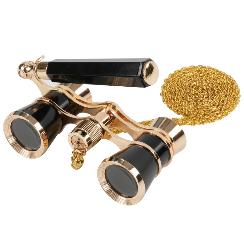 BOSTRON 3X25 Opera Glasses Theater Binoculars Compact with Adjustable Handle & Chain, Portable Vintage Theater Glasses Mini Binoculars for Adults Women Kids for Concerts Opera Houses Cinema(Black) - Image 1