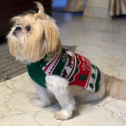 Lulala Christmas Dog Sweater - Soft, Warm & Cozy for Small Dogs & Cats (Green-10Inch) - Image 4