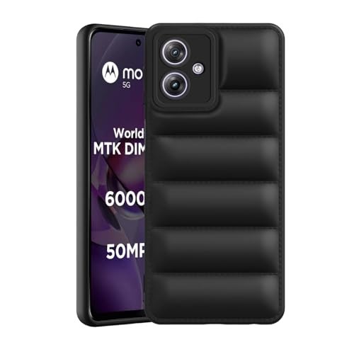 Plus Puffer Case Camera Protection Soft TPU Back Cover for Motorola Moto G64 5G - Black - Image 1