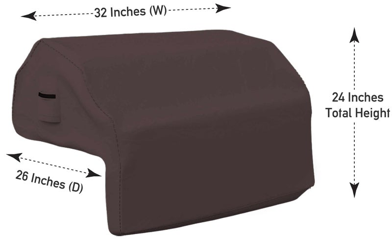 Covers & all Built-in Outdoor Grill Cover, Durable Heavy Duty 18 Oz Waterproof Cover Tuff Material with Air Pocket & Elastic for Snug Fit (32" W x 26" D x 24" H inches, Coffee) - Image 3