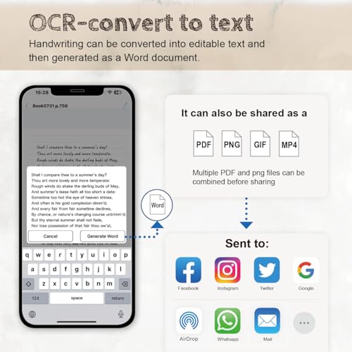 Ophayapen قلم أوفايابين الذكي + دفتر ملاحظات صغير، قلم رقمي مزامنة في الوقت الحقيقي لت digitizing، تخزين، ومشاركة الملاحظات، قلم ذكي مثالي لتدوين الملاحظات، الرسم، الفصول الدراسية، المكاتب، متوافق مع أندرويد و iOS - Image 5