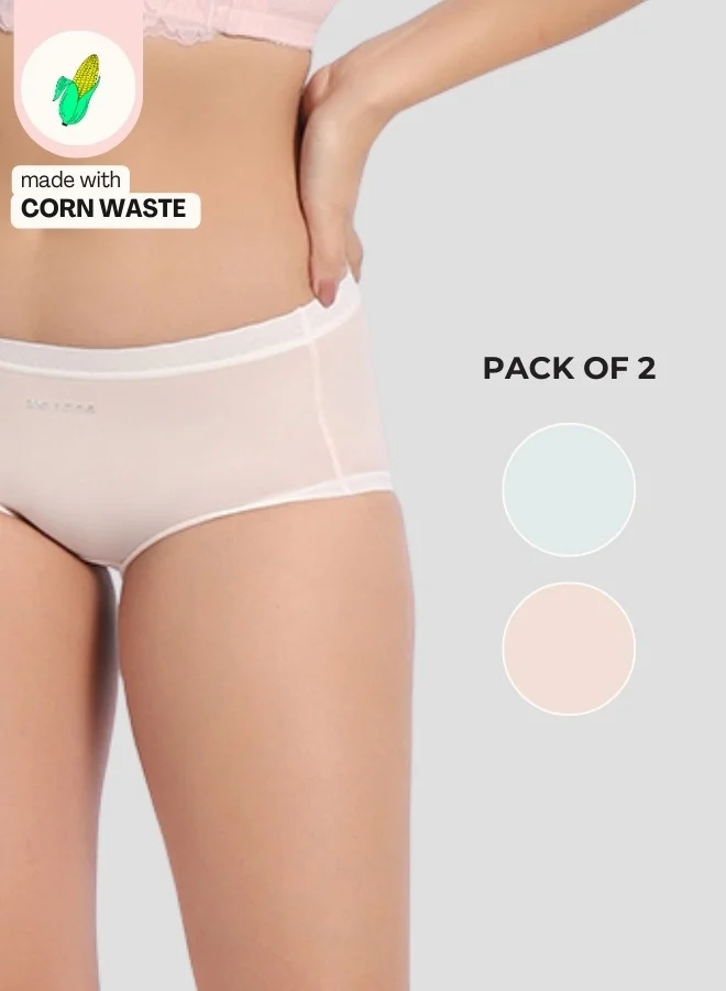 Intimate Queen Pack Of 2 Corn Bae Lacy Boyshorts – CloudSoft Luxury, Made from Corn Fiber | Soothes Skin, No Roll-Ups (Pack Of 2)  | Best Price UAE