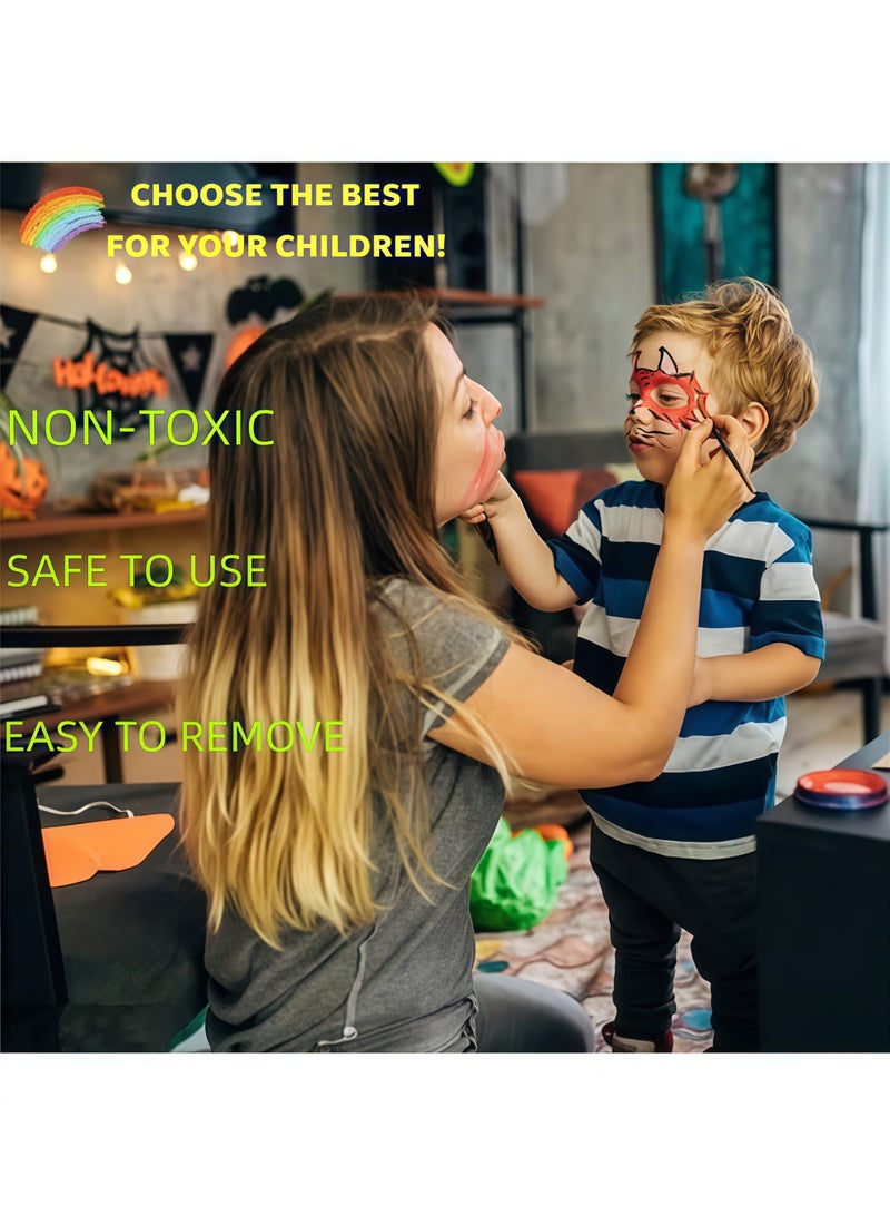 poetry shadow Face Painting Kit for Kids Adults, Rainbow Split Cake Face Paint, Water Activated Facepaint Makeup Kit, One Stroke Non Toxic Rainbow Face Body Paint Set - Image 4