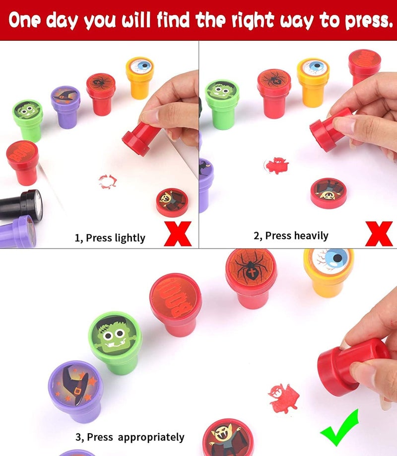 CCINEE 50pcs Halloween Assorted Stamps Cute Cartoon Stamps for Halloween Party Favors Trick or Treat Goodies Bags Filler - Image 4