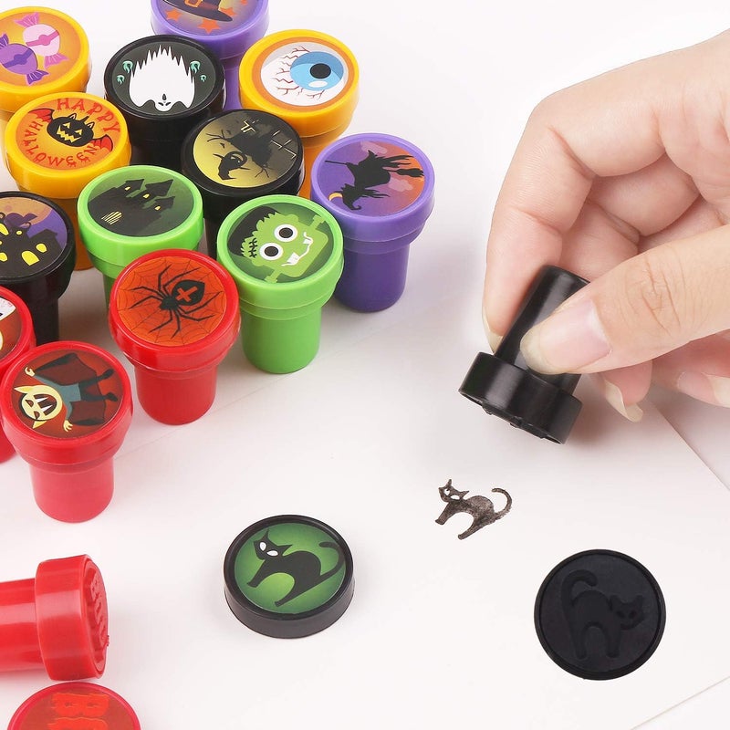 CCINEE 50pcs Halloween Assorted Stamps Cute Cartoon Stamps for Halloween Party Favors Trick or Treat Goodies Bags Filler - Image 2