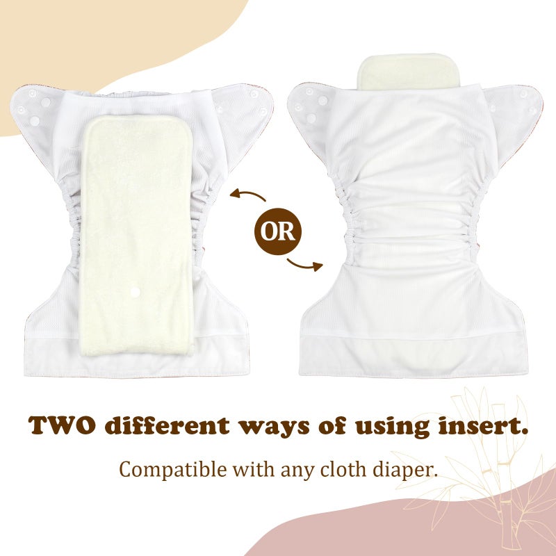 Mama Koala 5-Layer Natural Baby Cloth Diaper Inserts with Snaps, Adjustable and Reusable for Any Baby Cloth Diaper(6 Pack) - Image 4
