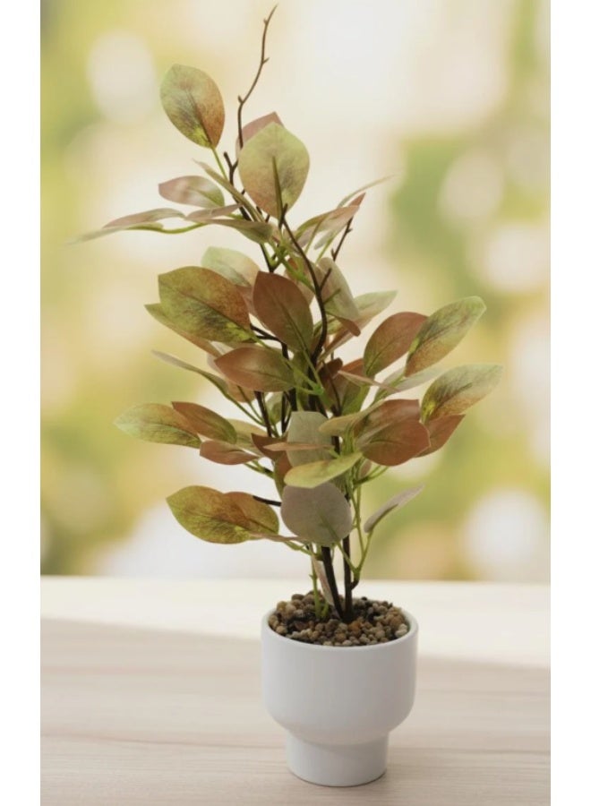 AKDC CeramicPots Artificial Green Plant – Premium Plastic Foliage in Ceramic Pot – 40 cm Home & Office Décor - Image 1
